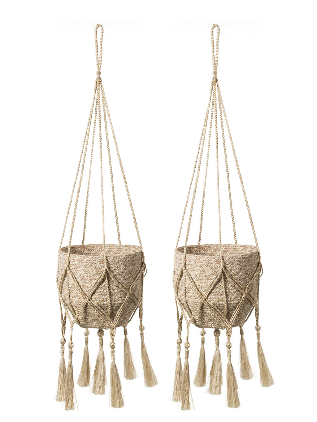 Boho Jute Plant Hanger – Handmade Macrame Style Wall Hanging for Indoor Plants