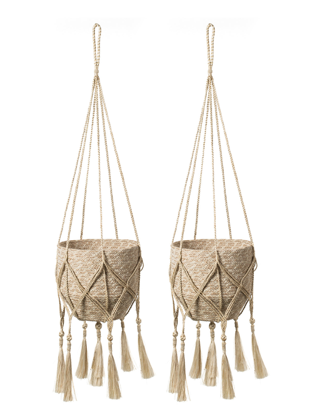 Boho Jute Plant Hanger – Handmade Macrame Style Wall Hanging for Indoor Plants