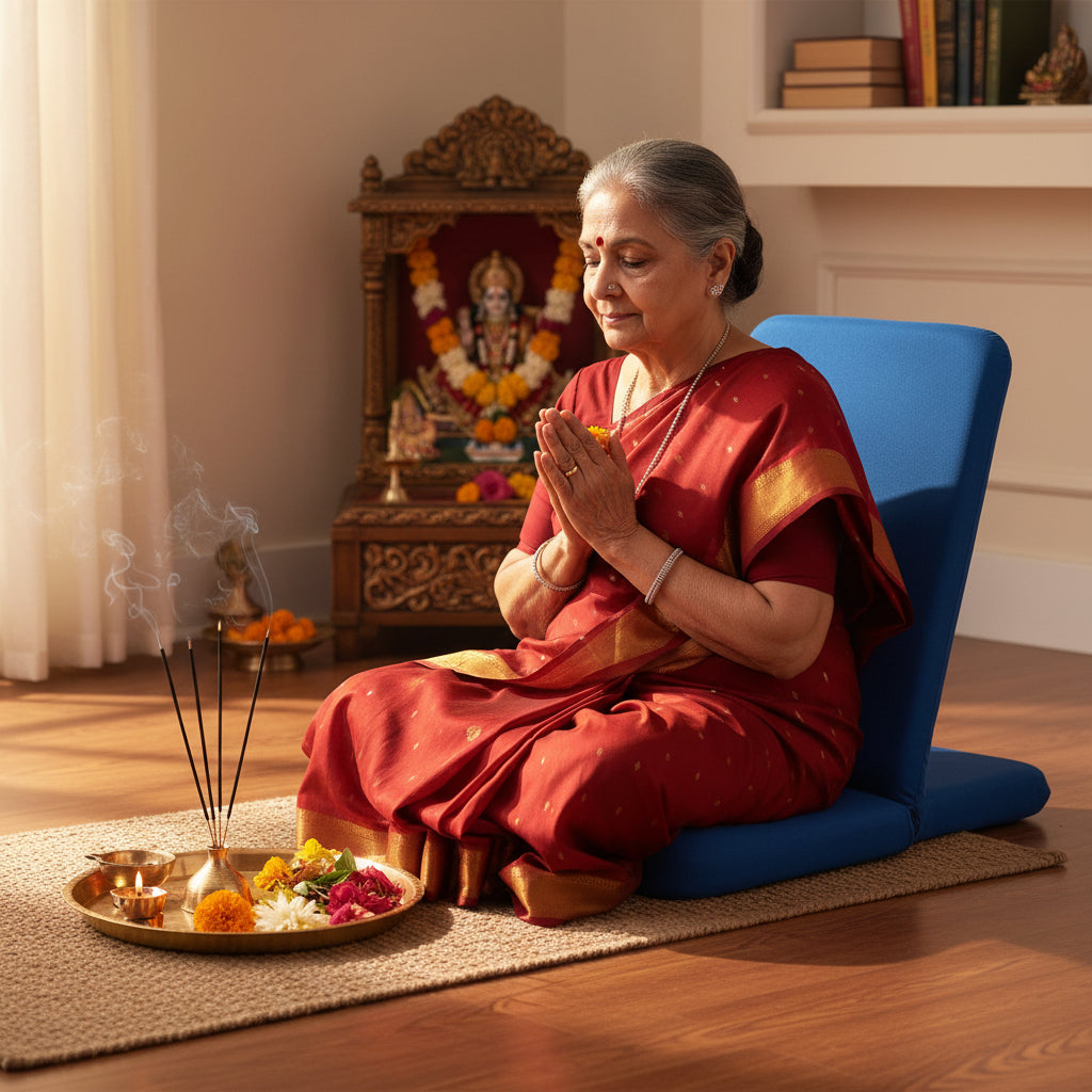 Folding Meditation Floor Chair with Back Support – Portable Yoga & Mindfulness Seat
