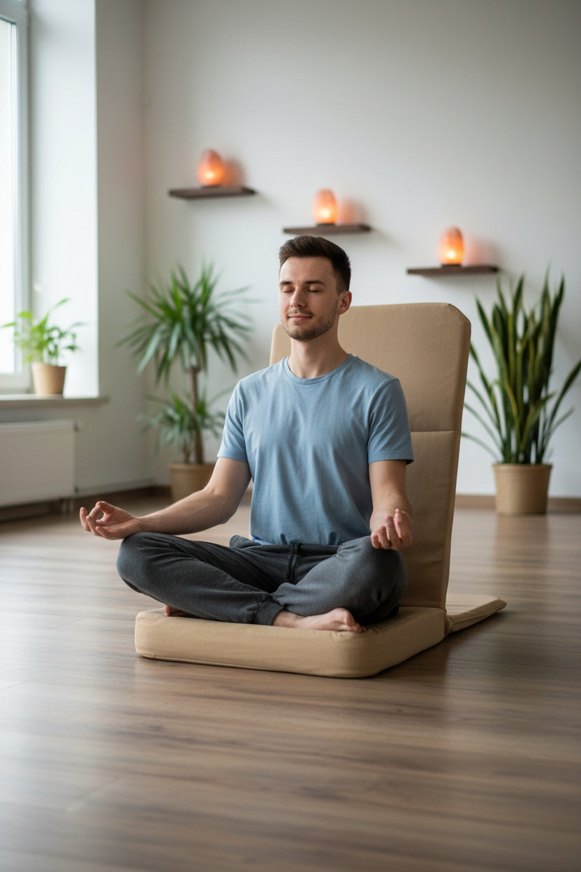 Folding Meditation Floor Chair with Back Support – Portable Yoga & Mindfulness Seat