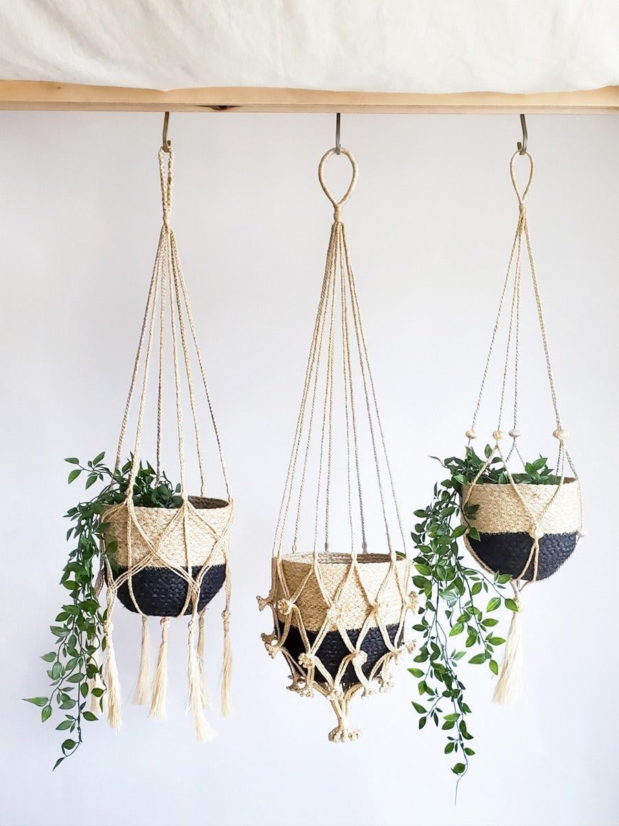 Boho Jute Plant Hanger – Handmade Macrame Style Wall Hanging for Indoor Plants